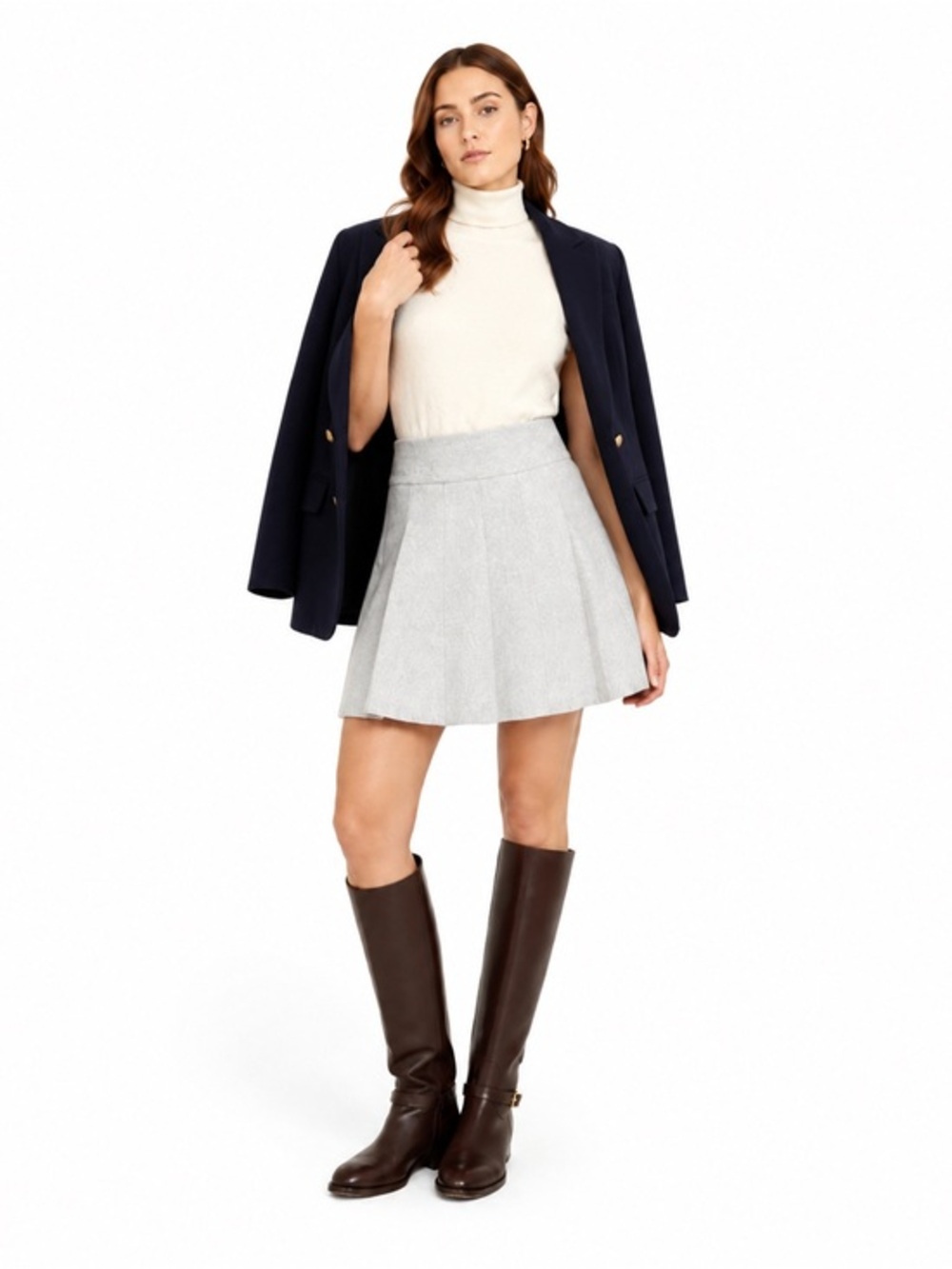 Club Monaco Grey Pleated Sweater Carly Swing Skirt - Size Small